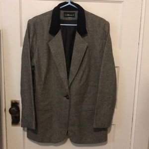 SAG HARBOR Vintage Blazer Checked Velveteen Collar